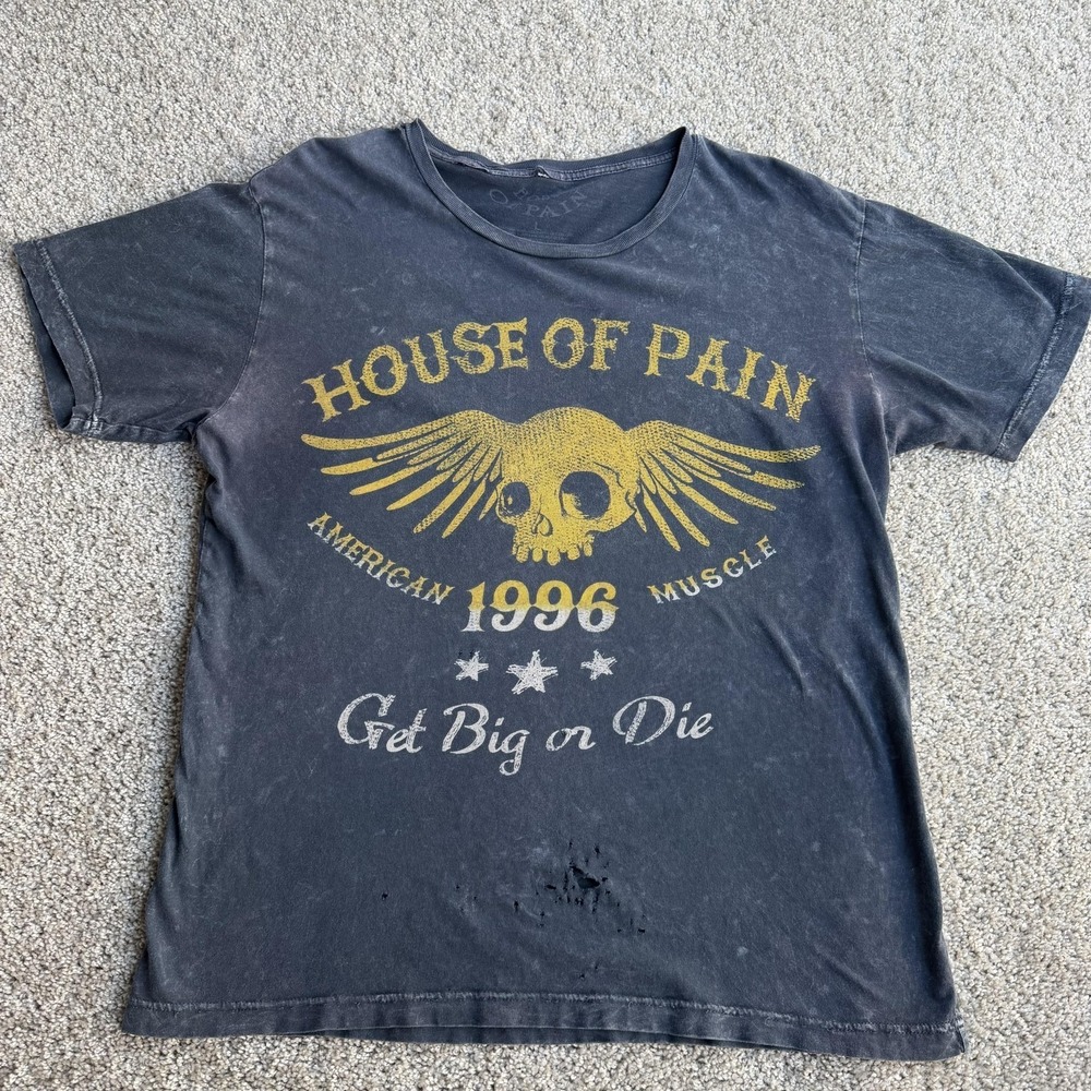 House Of Pain Shirt Mens Large Gray 1996 Skull Gym Get Big Or Die Tee T-Shirt